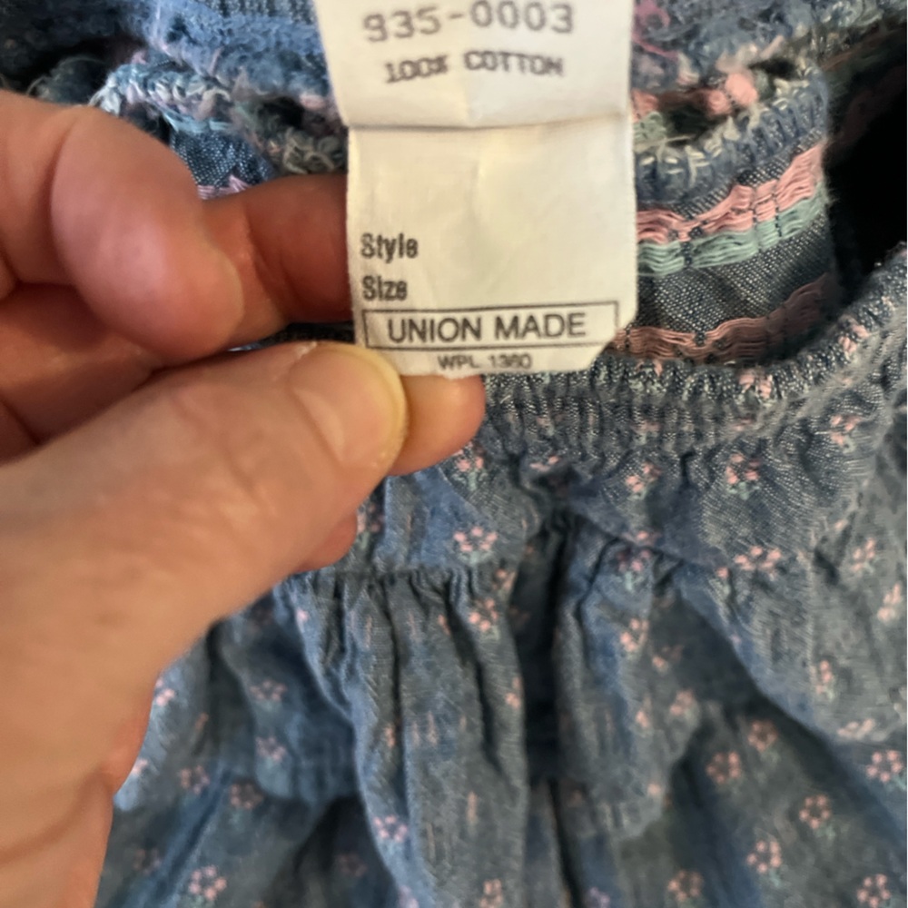 VINTAGE Oshkosh B'gosh Denim Ruffle Skirt and Matching Blouse Embroidered 18 Mos - Picture 12 of 13